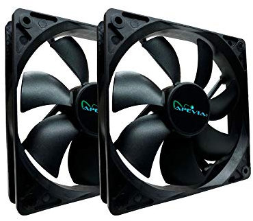 APEVIA AF212S-BK 120mm 4pin Molex & 3pin Motherboard Silent Black Case Fan (2-pk)