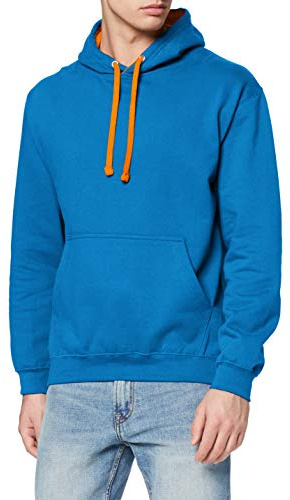AWDis Men's Varsity Hoodie, Multicoloured (Sapphire Blue/Orange Crush), X-Large