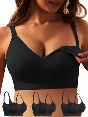 iLoveSIA Damen 3Pack Voller Fehlschlag Still-BH Nahtlose Schwangerschafts-BH Klein Multi-PC Schwarz