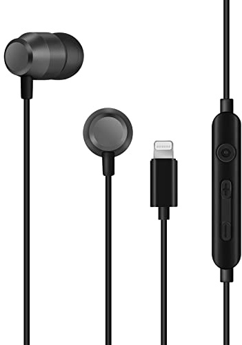 PALOVUE Earflow Auriculares Lightning Magnético MFi Certificado Controlador con Micrófono Compatible con iPhone 11 Pro iPhone X/XS(MAX)/XR iPhone 8/P iPhone 7/P (Negro Metálico)