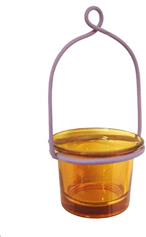 Lote 2 COLGADORES Metal Colgante Violeta con Vaso Cuenco Vela DE TE PORTAVELAS Cristal Naranja