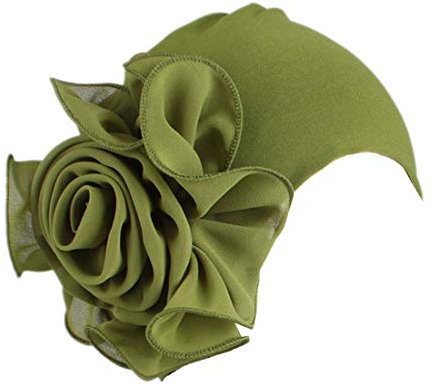 YONKOUNY Turban Hut Damen Sommer Elastisch Wraps Blumenmuster Kopftuch Chemo Hut Kopfbedeckung Kopfbedeckungen Kappe Kopfband Turban Mütze Beanie (Grün)