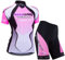 ZEROBIKE Damen Atmungsaktiv Schnelltrocknend Fahrradtrikot Set, Outdoor Kurzarm Radsport-Shirt + 3D Gel Gepolsterte Kurze Hose Fahrradhose (Farbverlauf Lila, S)