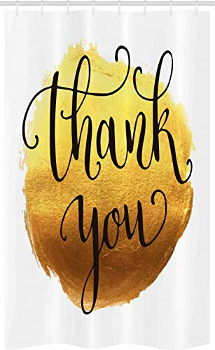 ABAKUHAUS Merci Rideau de Douche Stalle, Peinture d'or Ronde Jaune, Ensemble de Salle de Bain en Tissu en Crochets, 120 x 180 cm, Moutarde Caramel