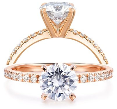 HAFEEZ CENTER 14K Gold Moissanite Engagement Ring 1ct Solitaire Moissanite Rings for Women 14K Gold Engagement Rings for Women, 5.5, Moissanite Rose Gold Gold, Moissanite