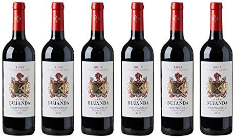 Red Rioja Vina Bujanda, 6 bottles x 75cl. 100% Tempranillo Joven, Product of Spain 2019. From the region of Rioja.