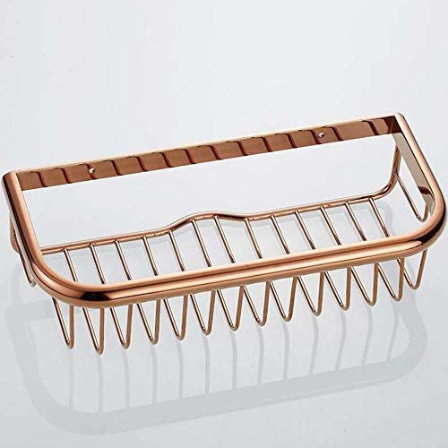 XQHD Etagère De Douche Accessoire Mural, Étagères De Salle De Bain Panier Cuivre Rangement Douche Etagere,Rosegold
