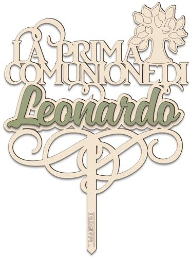 Cake topper Comunione Personalizzato con Nome e Albero della Vita, Ideale come Scritta Decorativa per la Torta della Prima Comunione – Made in Italy