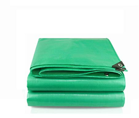 Bâche de Protection, Bache imperméableen polyéthylène, bâche imperméable avec œillets,pour Mobilier de Jardin, Bois, Piscine et Voiture,Green_4*4M(12 X 12ft)