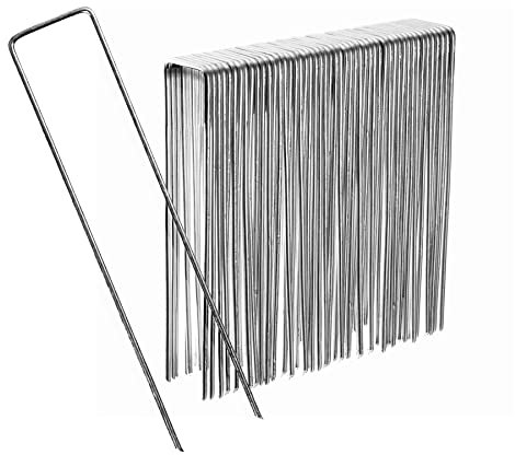 50 Agrafes fixation Acier galvanisé H17cm L3.5cm 3mm - Piquet pour fixer tuyau, bâche, filet, toile jardin