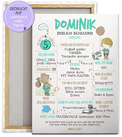 Feenstaub Meilensteintafel Einschulung, Geschenke für Schulanfänger, Schulstart Geschenke Einschulung Junge, personalisiertes Poster, mein erster Schultag, Meilenstein Einschulung, Schulanfang