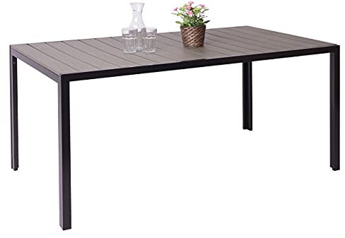 Mendler Gartentisch HWC-F90, Tisch Bistrotisch, WPC-Tischplatte 160x90cm - grau