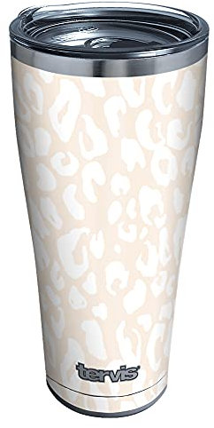 Tervis Thermobecher mit Leopardenmuster, dreiwandig, isoliert, hält Getränke kalt und heiß, 850 ml, Edelstahl, Frost