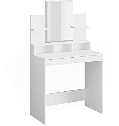 Vicco Schminktisch Ania, Frisiertisch mit Spiegel, Weiß, 80 cm