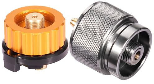 Propane to Butane Adapter Camping Stove Adapter 1 Lb Propane Tank Input EN417 Lindal Valve Output w/Butane Canister Nozzle Input EN417 Lindal Screw Cartridge Output Gas Converter LPG Canister Adapter