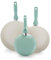 Greenpan Rio Healthy - Juego de sartenes antiadherentes de cerámica de 7, 9.5 y 11 pulgadas, sin PFAS, apto para lavavajillas, turquesa