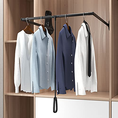 DCFV Aluminiumlegierung Ziehen Sie den Kleiderschrankstab, Pull-Down-Kleidungsschiene, Lift-Schiene-Organizer-Speichersystem-Schrank-Kleiderbügel-Rack, zum Aufhängen von Wäscheläumen