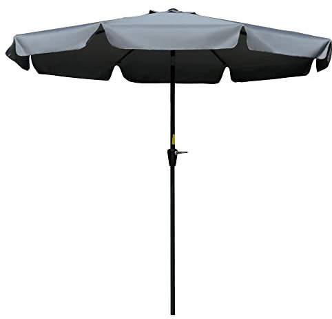 Outsunny Sonnenschirm Terrassenschirm Marktschirm Ø2,66 m UV-Schutz 50+ Gartenschirm 8 Rippen verstellbar Dunkelgrau