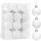 Set 24 Pezzi Palle Albero di Natale 4 cm Palline Decorative, Mini Decorazione Natalizia, Ornamenti Regalo da Appendere a Sfera, Bianche