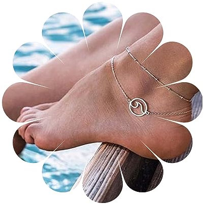 Yheakne Boho Geschichtet Welle Fußkettchen Silber Knöchel Armband Ozean Welle Fußkettchen Vintage Satellit Kette Fußkettchen Armband Sommer Fuß Kette Schmuck Für Frauen Und Mädchen Geschenke