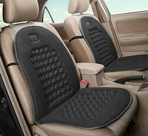 Auto Accessori Lupex - Coppia di schienali universali, kit da 2 pezzi, colore Grigio, coprisedili anteriori, per sedili auto, furgone e sedia ufficio, poliestere, con 92 sfere massaggianti