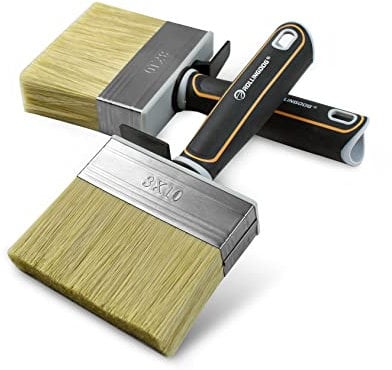 ROLLINGDOG Fence Paint Brush Set 4 2 Pcs with Rubber Handle for Wall,Ceiling, Deck, Fence, Outdoor Painting, Shed