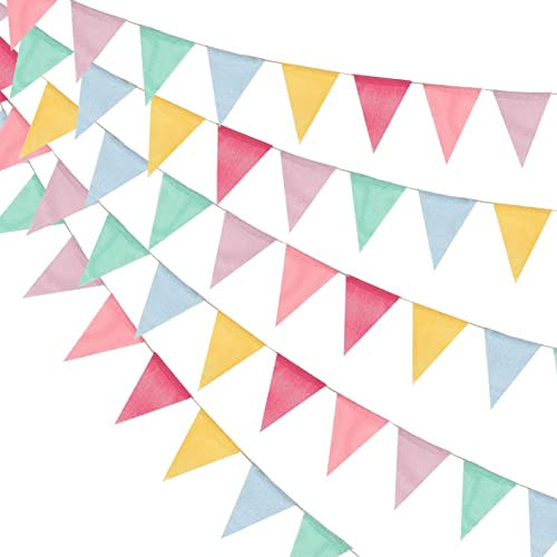 20M Wimpelkette, 5 Stück 60 Flaggen Wimpelkette Outdoor Wetterfest, Girlande Dekoration Regenbogen Deko für Matschküche Geburtstag Kinderzimmer Party
