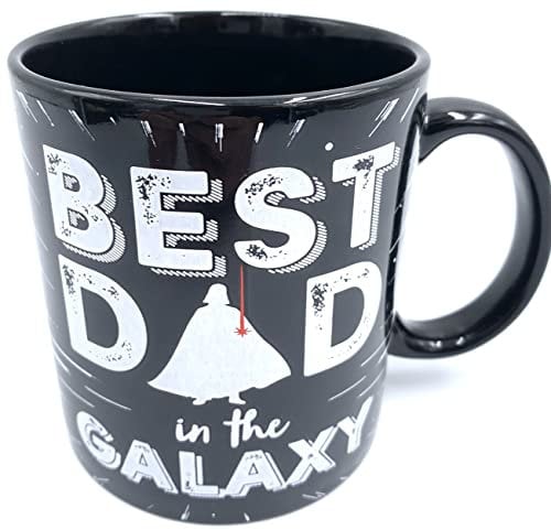 Silver Buffalo Darth Vader BEST DAD in the GALAXY Ceramic 20 oz Coffee Mug. - Disney Black and White Star Wars Mug