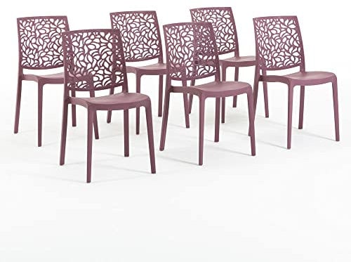 SIEDITI FUORI E DENTRO Chaises en polypropylène avec Fibre de Verre empilables pour intérieur/Cuisine/Salle à Manger et extérieur/Jardin Anna (6 Chaises, Rose Mauve)