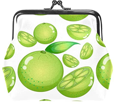 Limes Green Lemon Fruits Buckle Coin Purse Vintage Pouch Buckle Clutch Bag Kiss-Lock Change Purse Floral Clasp Closure Wallets for Women Girl, Mehrfarbig 12, Einheitsgröße, Taschen-Organizer