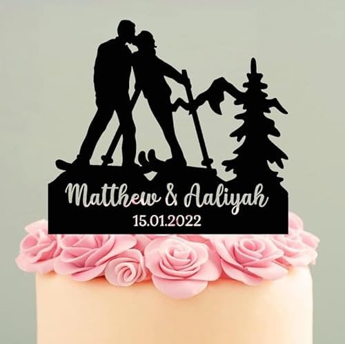 Mountain Snowboard Cake Topper Ski Wedding Snowboarding Couple Winter Mr Mrs, For Personalized Novelty Acylic Celebration