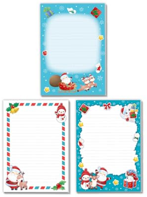 3 Blöcke mit Kindermotiv Weihnachtsmotiv für Mädchen Jungen Weihnachten Notizblock Schreibblock Briefblock Weihnachtsmann (3 verschiedene Blöcke mit je 25 Blätter in A5-Format)
