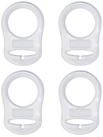 JTKREW 4 Pcs Silikon-Knopf-Ring, Schnuller Adapter, Silikon Dummy Schnuller Halter Clip Adapter Ring, Silikonring für Schnuller