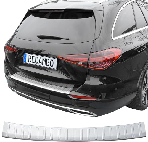 RECAMBO Ladekantenschutz Edelstahl kompatibel für Mercedes C-Klasse T-Modell S206 BJ ab 2021 - matt gebürstet mit Textur - Styling und Schutz für die Stoßstange