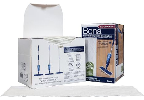 Bona Bodenreinigungspads für Verschiedene Oberflächen – 18 Nachfüllpackungen – robuste Einweg-Mikrofaser-Pads für einfache Bodenreinigung