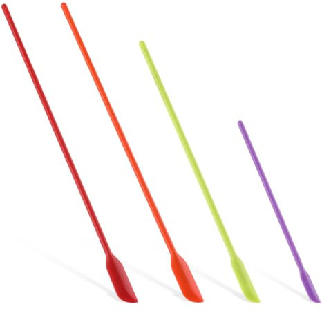 Dimeho 4 Stück Mini Silikon Teigschaber Spatel Schmal Lang Schöpflöffel Make up Spatel Klein Spatel für Schönheitsanwendungen Nicht Stick Spülmaschinengeeignet für Küche Schmale Flasche Kosmetik