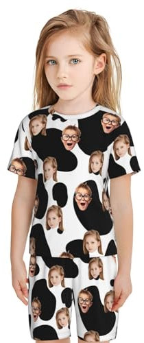 LLLGSH Personalisierter Kinder Pyjama – Individueller Gesichts Pyjama – Personalisierte lustige Nachtwäsche Pyjamahose mit Fotogesicht – Loungewear Geschenke für Kinder