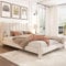 WENCHSH Einzelbett Polsterbett 140x200 cm, Bett mit Kopfteil, Bettgestell mit Lattenrost aus Holz, Samt, Beige, Ohne Matratze