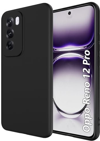 Rojeuinn cover per Oppo Reno 12 Pro 5G, Materiale Silicone Liquido di Alta Qualità, Custodia per Telefono a Copertura Totale, Antiurto, AntiGraffio, Anti-Impronte, Resistente, Comoda al Tocco - Nero