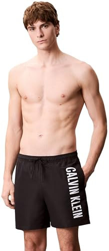 Calvin Klein Herren Badehose Medium Drawstring mit Tunnelzug, Schwarz (Pvh Black), L