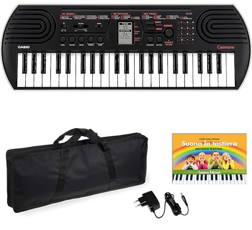 Kit Tastiera SA81 (Fondo Bianco) con Alimentatore da 9,5V, Borsa con due Maniglie in Nylon e E-book Suona la Tastiera
