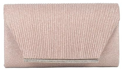 Michelle Moon - Pochette Donna Elegante Oro Rosa per Matrimoni, Feste ed Eventi | Clutch Donna Cerimonia, Ideale come Borsa Elegante Donna Cerimonia; Borsa a Mano Donna per Occasioni Speciali