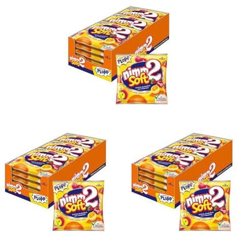 nimm2 Soft – 3 x 15 x 116g (45 x 116g) – Gefüllte Kaubonbons in vier Sorten mit Fruchtsaft und Vitaminen