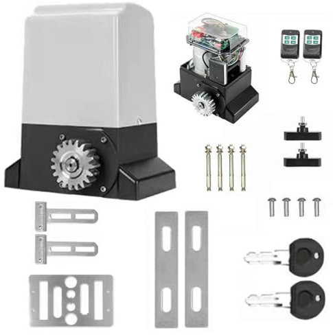 Kit de abridor automático de puerta corredera de estante, operador de puerta eléctrica de servicio pesado, operador de puerta de seguridad accionado por estante, control remoto, con sensor de infrar