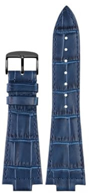 AXTGBHL 12 mm Lederarmband aus Edelstahl für Tissot, PRX-Serie, Super Player T137.407, Armband mit konvexem Ende, Herrenarmband (Blue-black-bucke)
