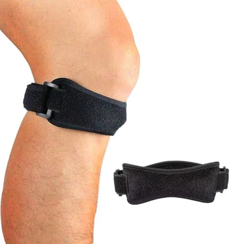 AVRUYPI Correa de sujeción para el tendón rotuliano, Rodillera Adjustable, para senderismo, fútbol, baloncesto, correr, saltar, tenis, voleibol y sentadillas, Negro