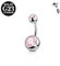 FunZing Titan Silber Bauchnabelpiercing, 6mm Stablänge, 14G Solid Titan, Rosa CZ Nabel Ringe für Body Piercing