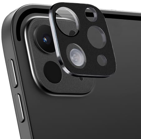 NicMool Kameraschutz für iPad Pro 13/11 Zoll M4 (2024), Aluminiumlegierung Schutz Glas Folie Kratzfest Stoßfest HD-Klarheit 9H Schutzfolie Kamera für iPad Pro 11/12,9 Zoll (2022/2021/2020) - Schwarz