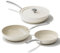 Redchef Induction Hob Pan Set, Ceramic Frying Pan 4pcs Saute Pan with Lid 20cm 24cm 28cm (8 9.5 11) Stir Fry, Non Stick Frying Pan PFAS & PTFE & PFOA Free, Oven Safe, Beige White