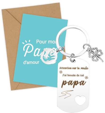 Cadeau Papa Porte-Clés Papa Cadeau Fete Des Peres Idee Cadeau Retraite Homme Anniversaire Remerciement Porte Clef Avec Carte Cadeaux Beau Père Beau Papa Original De Fille Fils Belle-Fille